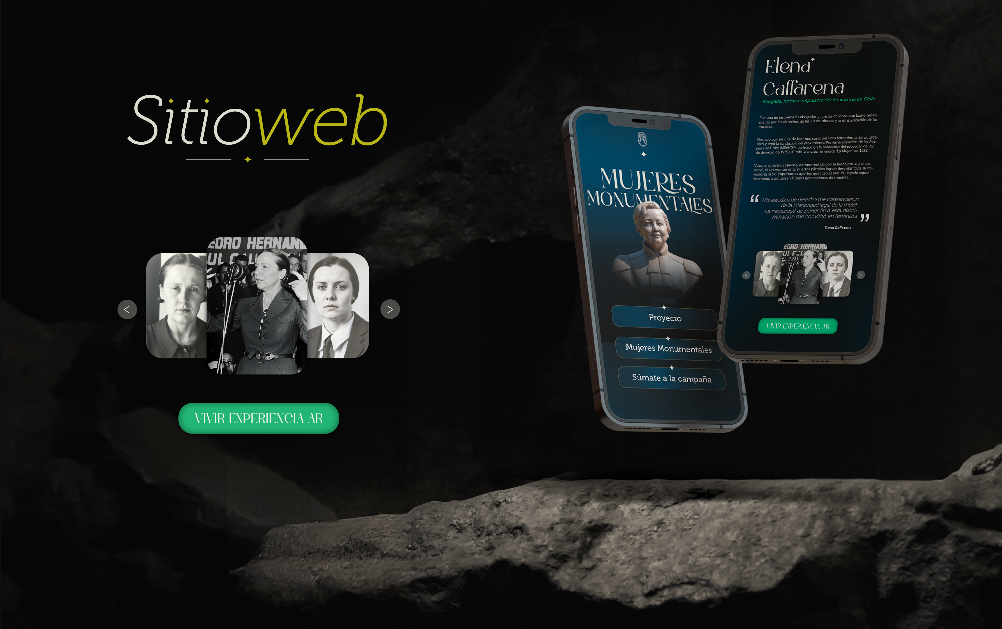 Chilenas Monumentales — sitio web y experiencia de realidad aumentada en el teléfono